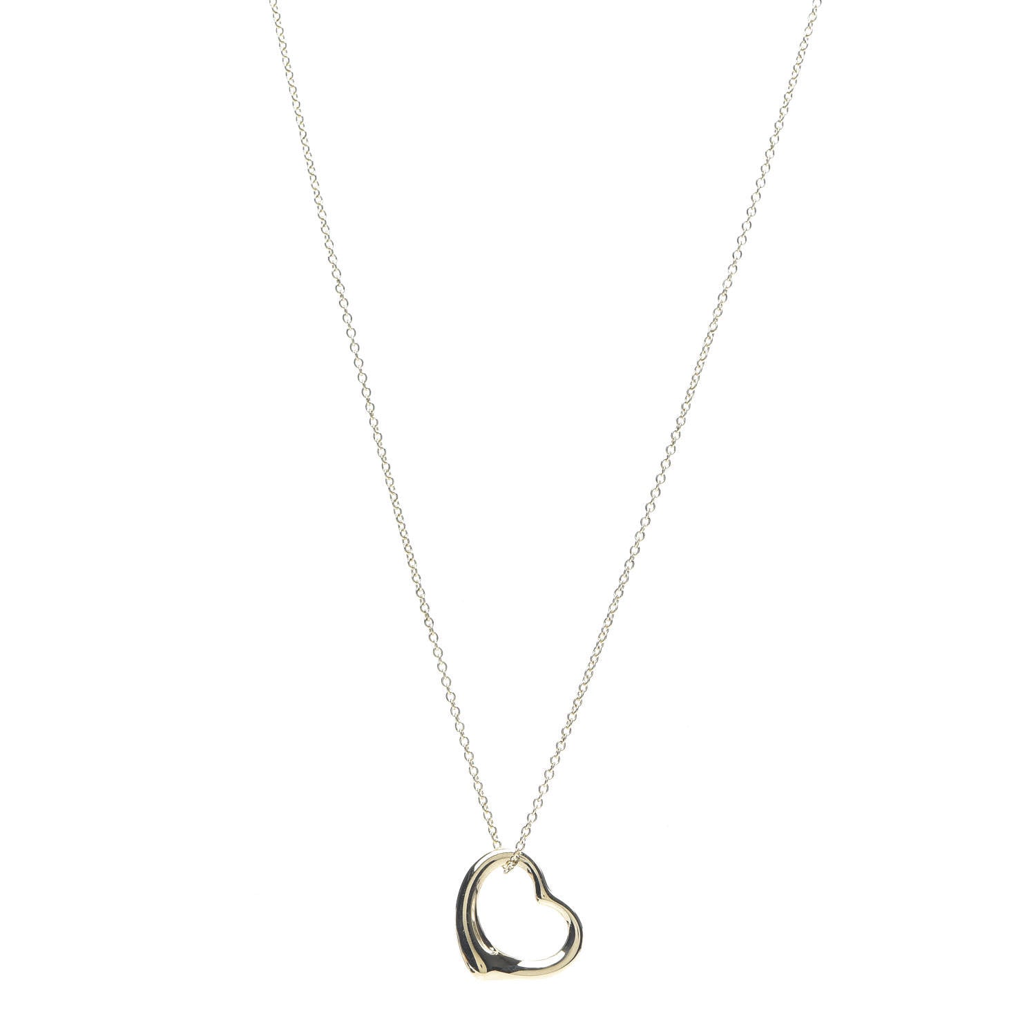 Tiffany 18K Yellow Gold 16mm Elsa Peretti Open Heart Pendant Necklace 1 of 5