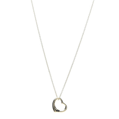 Tiffany 18K Yellow Gold 16mm Elsa Peretti Open Heart Pendant Necklace 1 of 5
