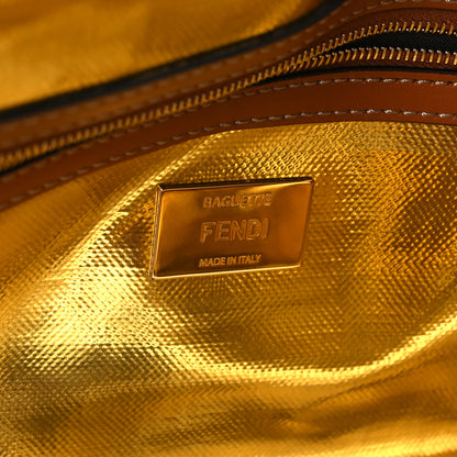 Fendi Denim Vitello King FF Embroidered Large Baguette Blue Cuoio 7 of 12