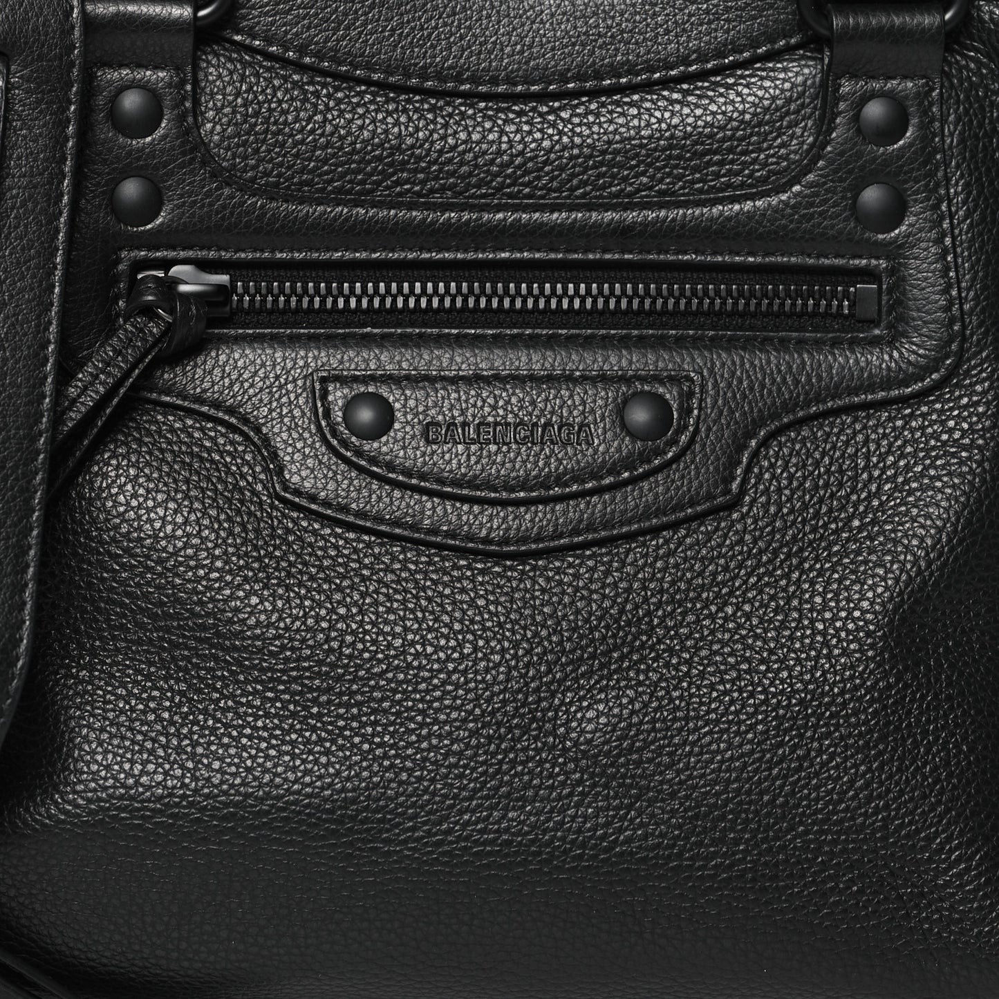 Grained Calfskin Black Hardware Neo Classic City Black