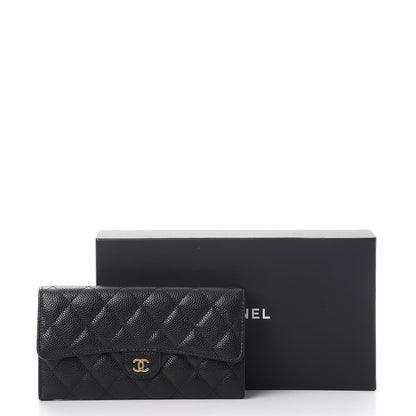 Chanel Caviar Quilted Large Gusset Flap Wallet Black 9 of 9