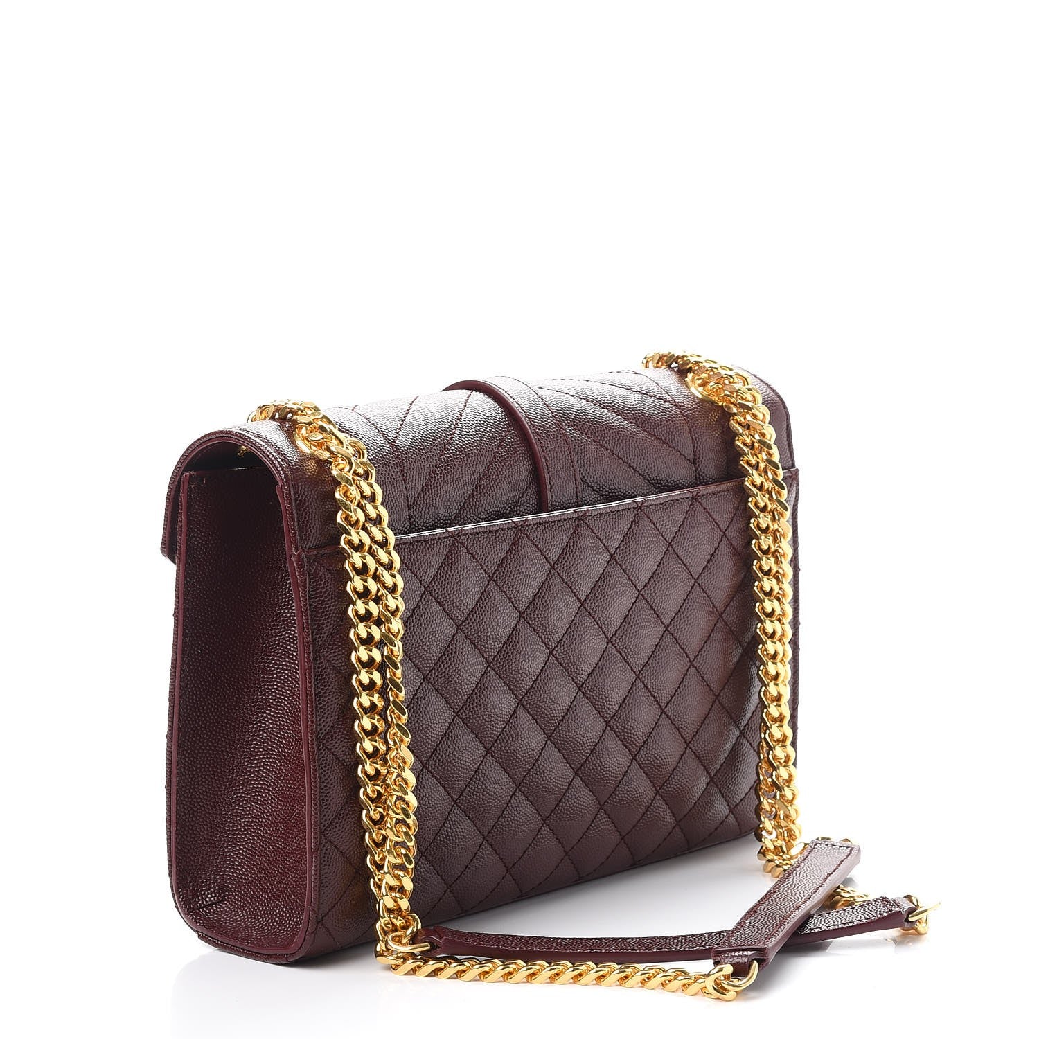 Saint Laurent Grain De Poudre Textured Mixed Matelasse Medium Triquilt Monogram Satchel Rouge Legion 4 of 8