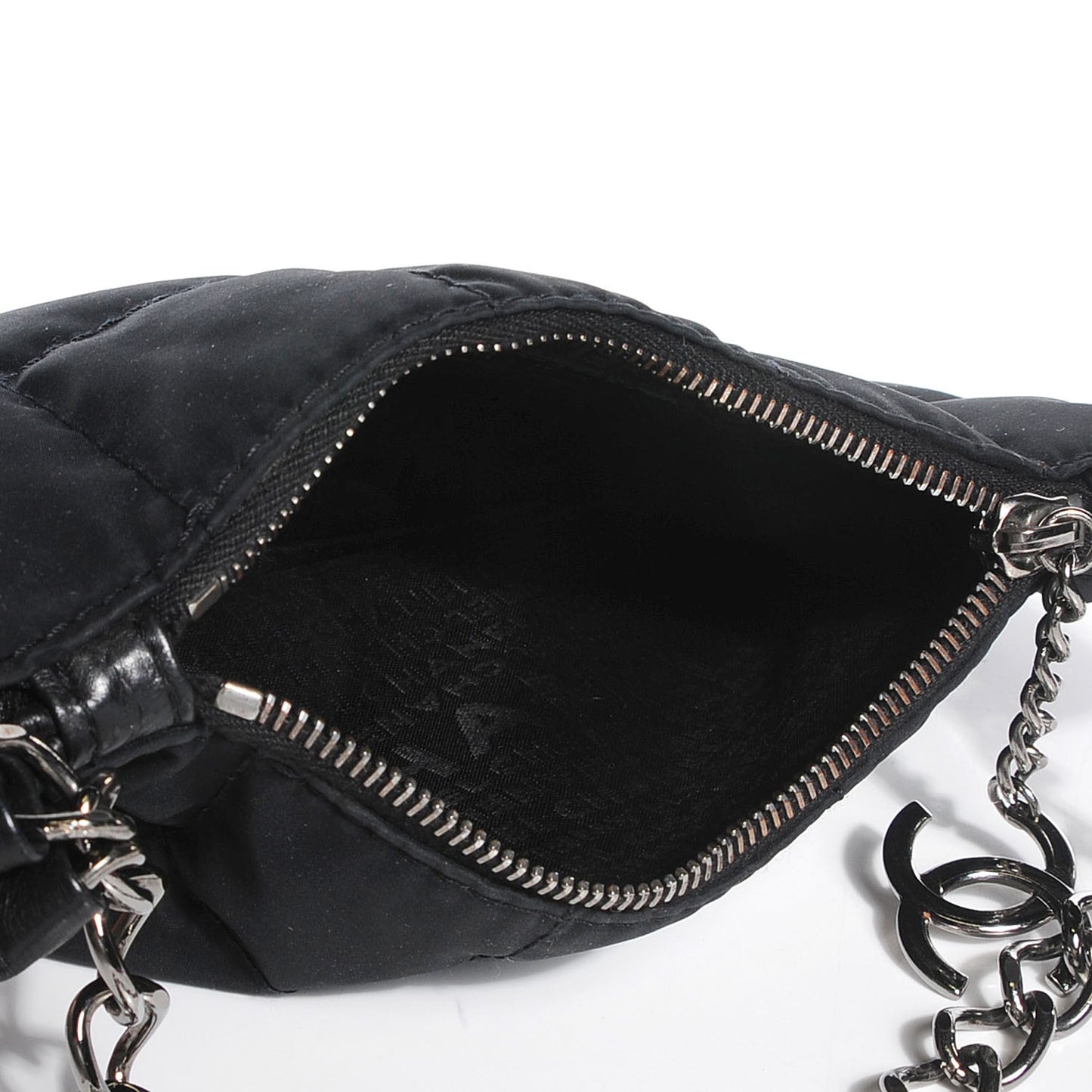 Nylon Quilted Pochette Black