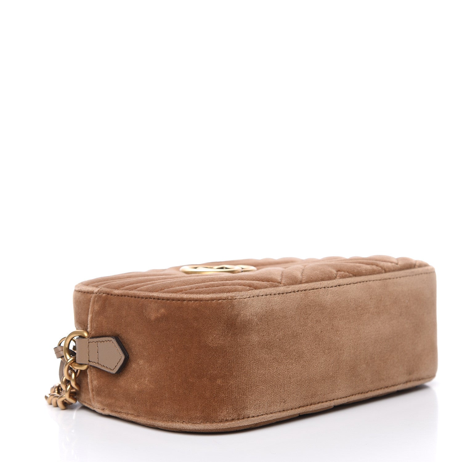 Gucci Velvet Matelasse Small GG Marmont Chain Shoulder Bag Taupe 4 of 10