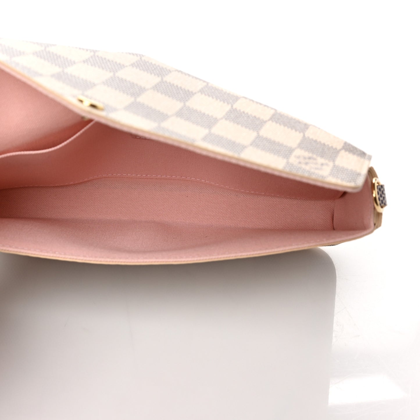 Damier Azur Pochette Felicie Chain Wallet Rose Ballerine