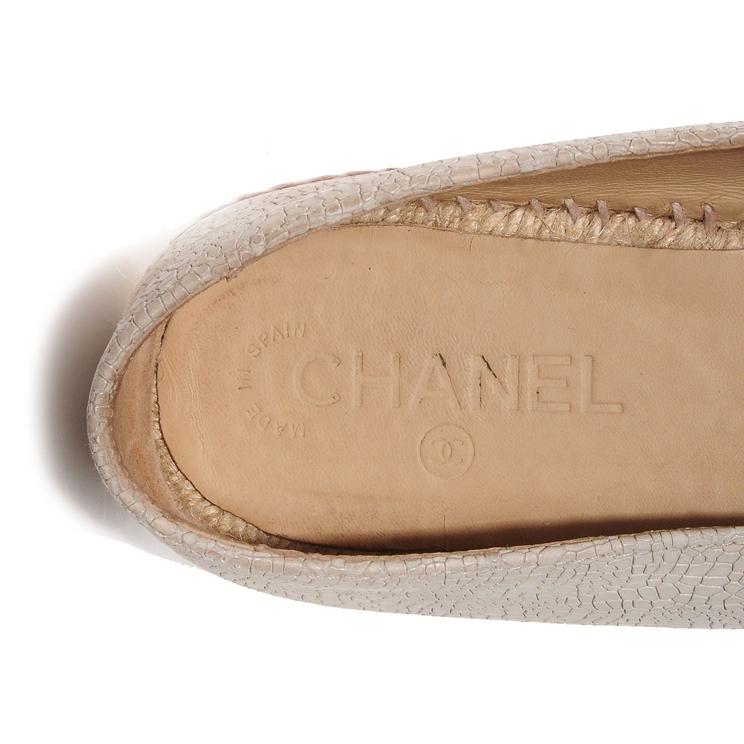 Chanel Crackled Leather Espadrilles 41 Beige Black 7 of 7