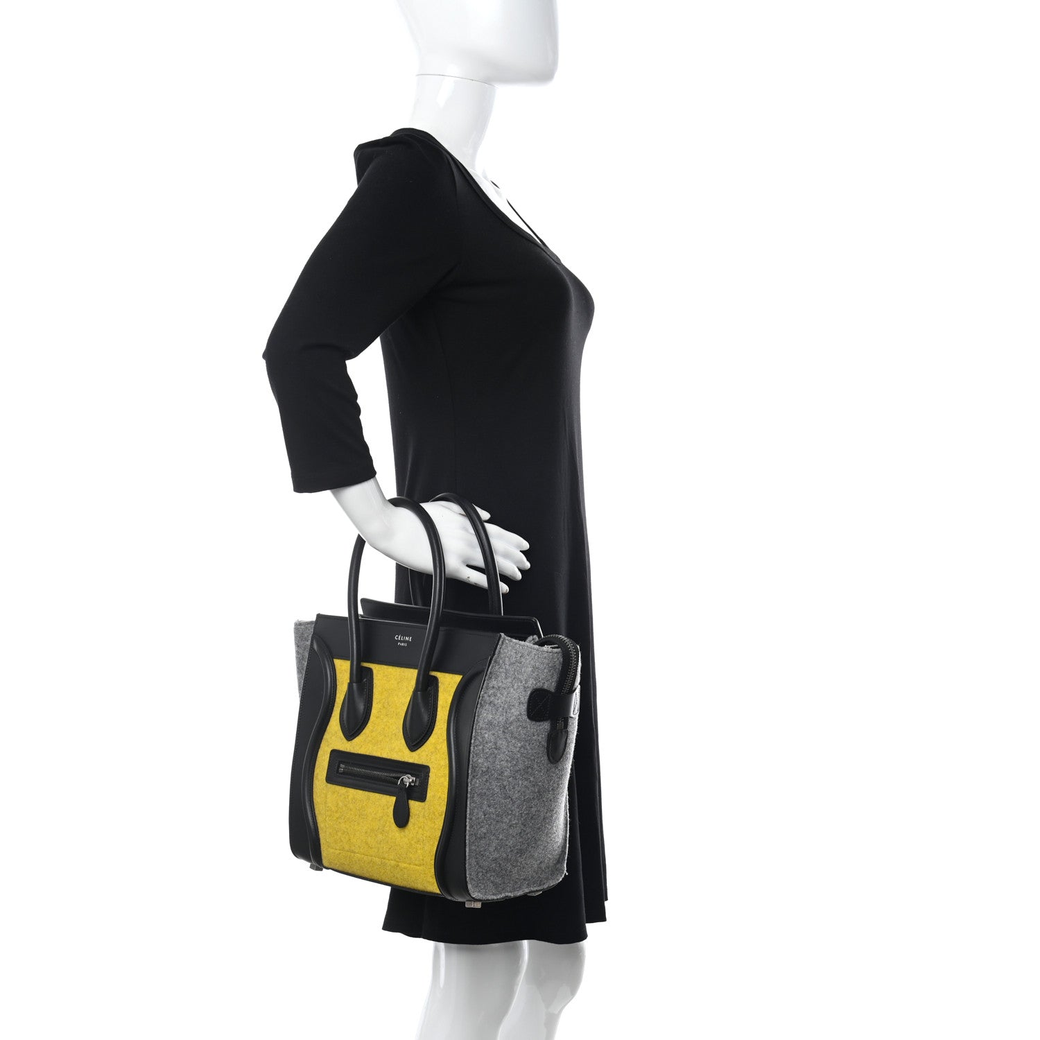 Celine Felt Smooth Calfskin Micro Tri-Color Luggage Black Yellow 3 of 9