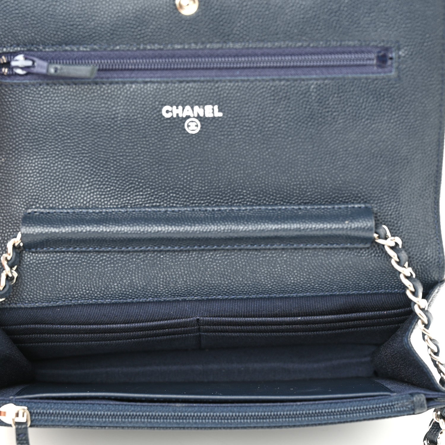 Chanel Caviar Quilted Wallet on Chain WOC Navy Blue 5 of 12