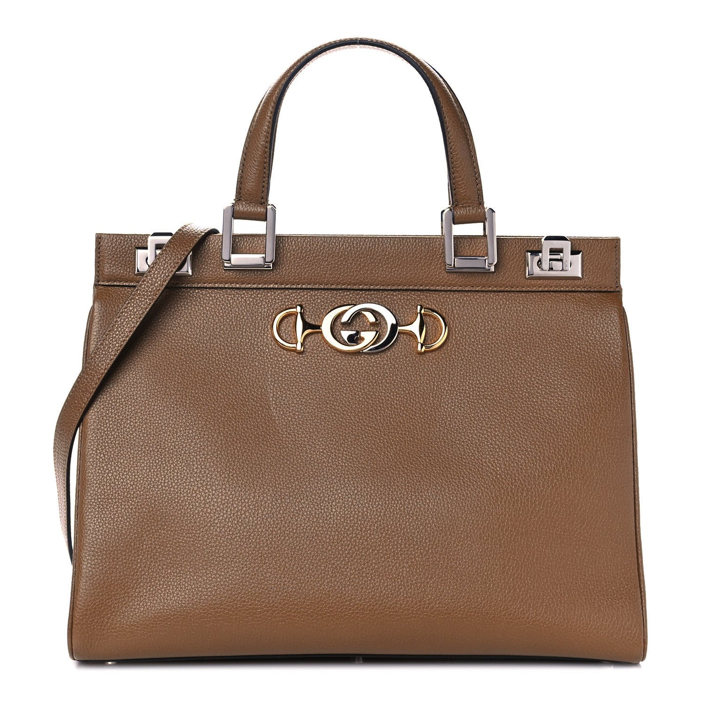 Grainy Calfskin Medium Zumi Top Handle Bag Friky Taupe