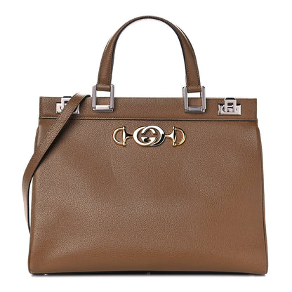 Gucci Grainy Calfskin Medium Zumi Top Handle Bag Friky Taupe 1 of 12