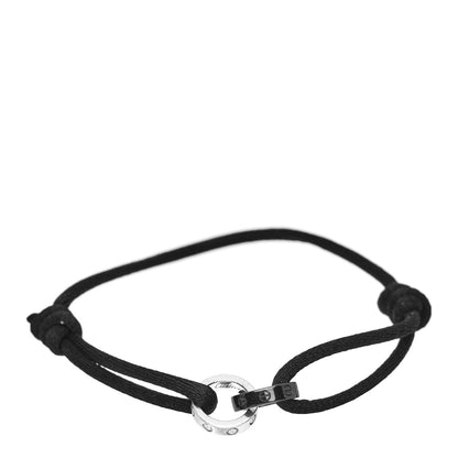 Cartier 18K White Gold Ceramic 4 Diamond LOVE Cord Bracelet Black 1 of 5