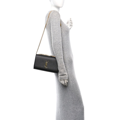 Saint Laurent Grain De Poudre Medium Classic Monogram Kate Satchel Black 2 of 11