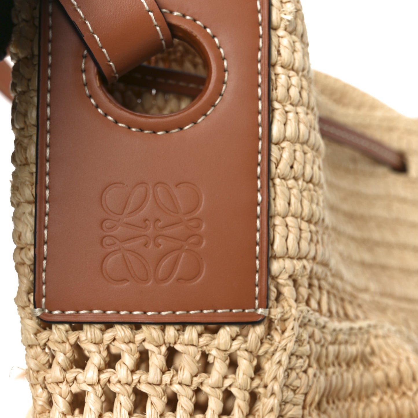 Raffia Calfskin Paulas Ibiza Balloon Ruffle Basket Tote Bag Natural Tan