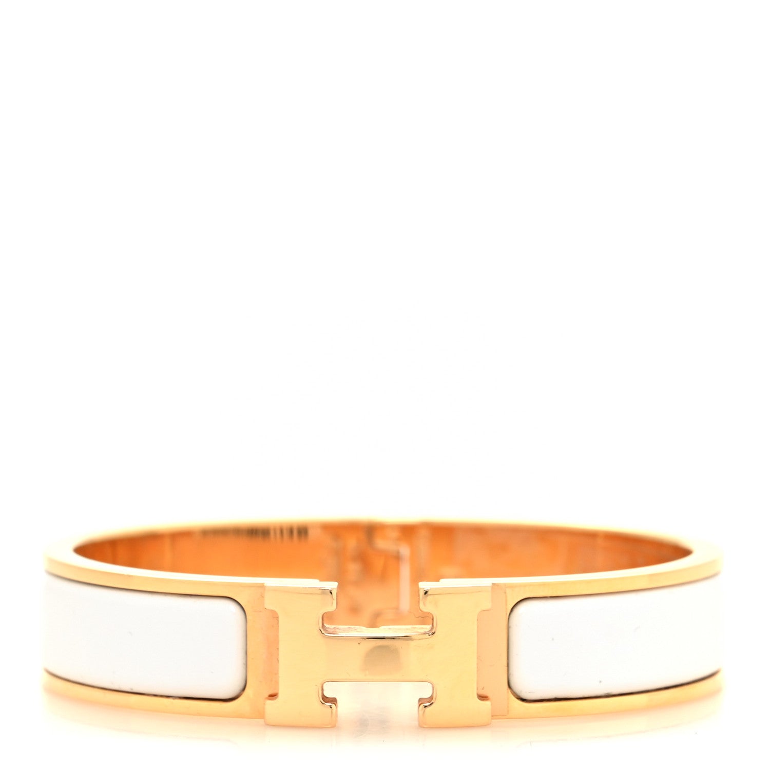 Hermes Enamel Narrow Clic Clac H Bracelet PM White 1 of 5