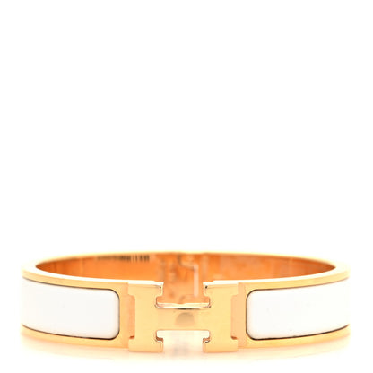 Hermes Enamel Narrow Clic Clac H Bracelet PM White 1 of 5
