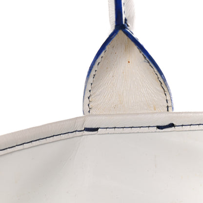 Fendi Calfskin Canvas Basket Sea Medium Tote White Blue 17 of 27