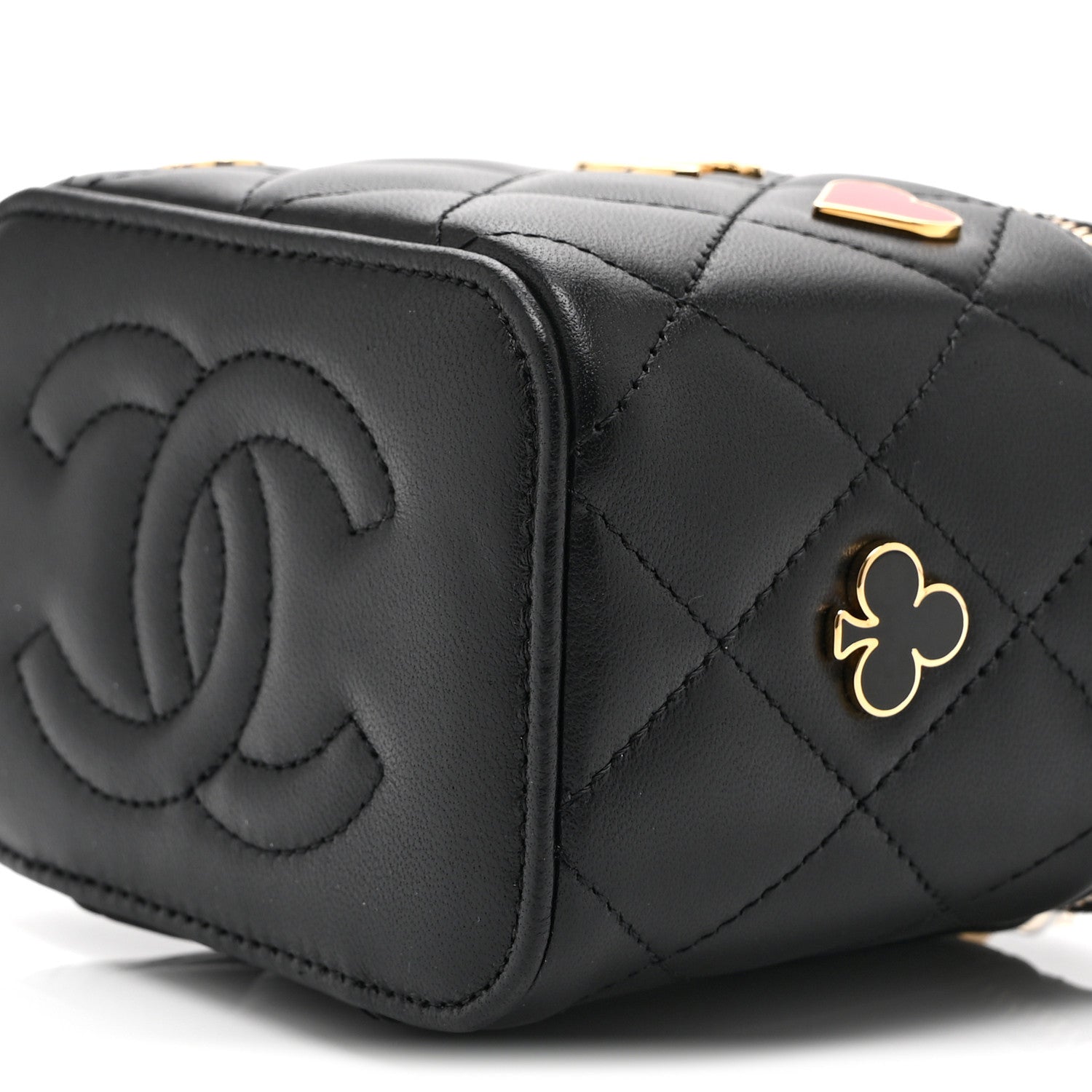Chanel Lambskin Quilted Enamel Coco Casino Mini Vanity Case With Chain Black 11 of 11