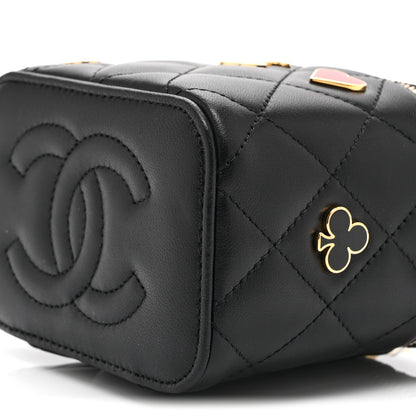 Chanel Lambskin Quilted Enamel Coco Casino Mini Vanity Case With Chain Black 11 of 11
