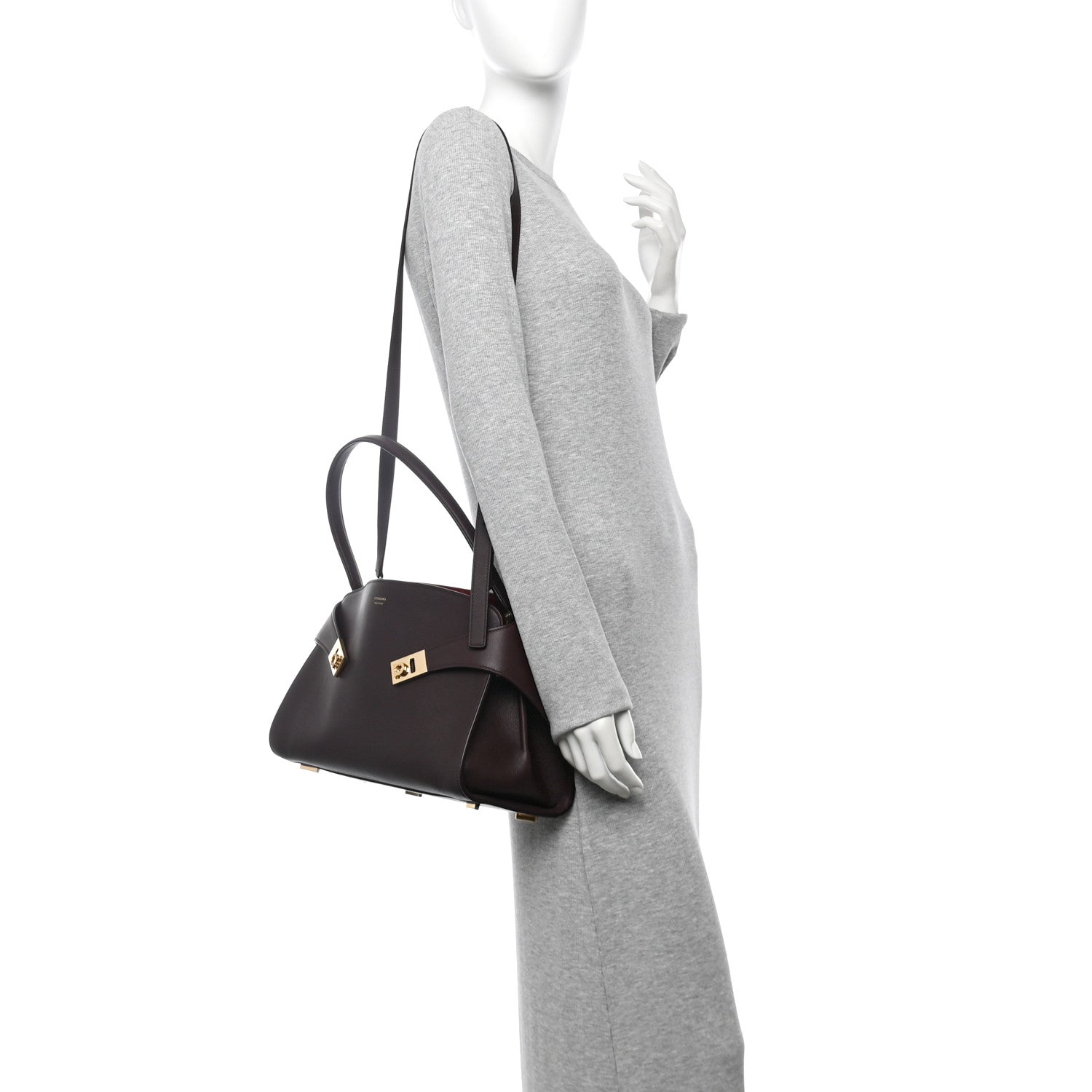 Salvatore Ferragamo Calfskin Medium Hug Bag Burgundy Oxblood 2 of 11