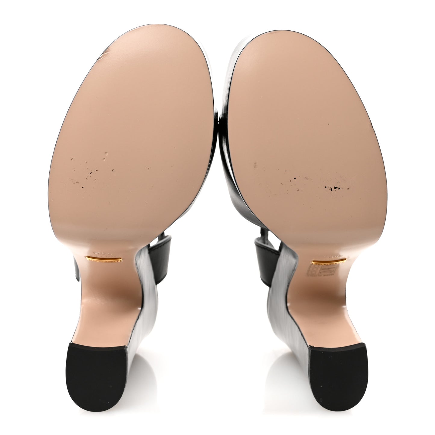 Cosmos Softy Calfskin Wooden Interlocking G Cut-Out 30/120mm Platform Sandals 39.5 Black
