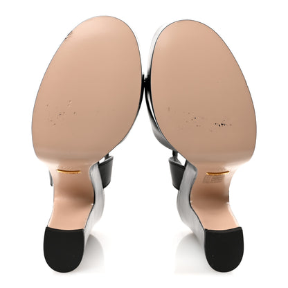 Gucci Cosmos Softy Calfskin Wooden Interlocking G Cut-Out 30/120mm Platform Sandals 39.5 Black 6 of 9