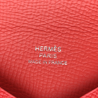 Hermes Epsom Verso Calvi Card Case Rouge Tomate Rose Jaipur 6 of 8