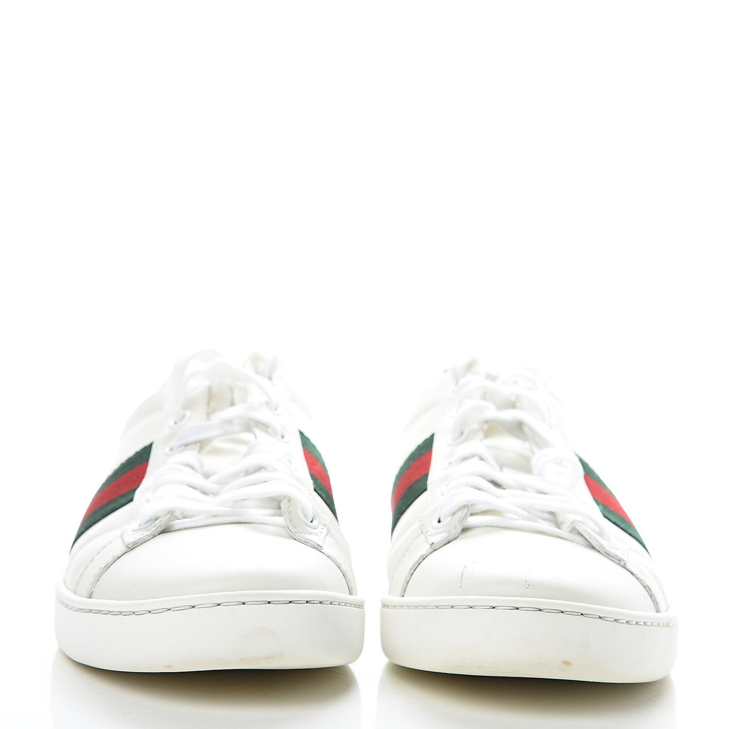 Calfskin Crocodile Web Womens Ace Sneakers 39 White Green