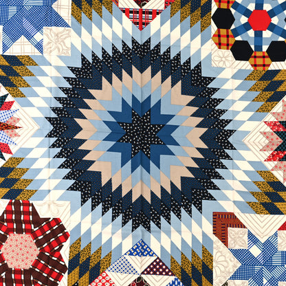Hermes Cashmere Silk American Quilts Shawl 140 Marine Clair White 2 of 6