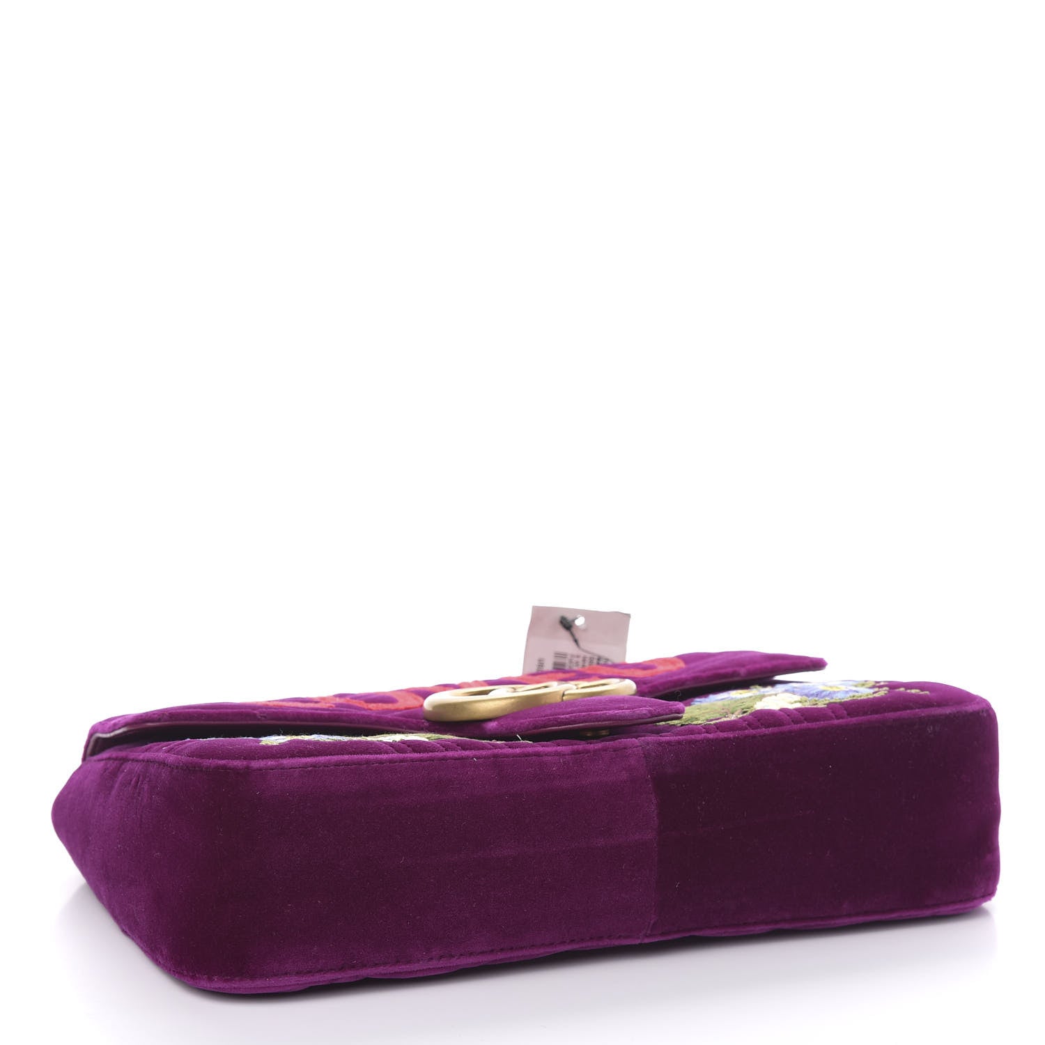 Gucci Velvet Matelasse Loved Embroidered Medium GG Marmont Shoulder Bag Fuchsia Violet Cyclamen 4 of 10