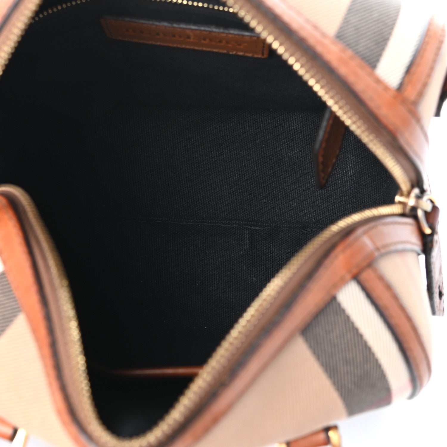 Burberry House Check Bridle Calfskin Small Alchester Bowling Bag Dark Tan 5 of 9
