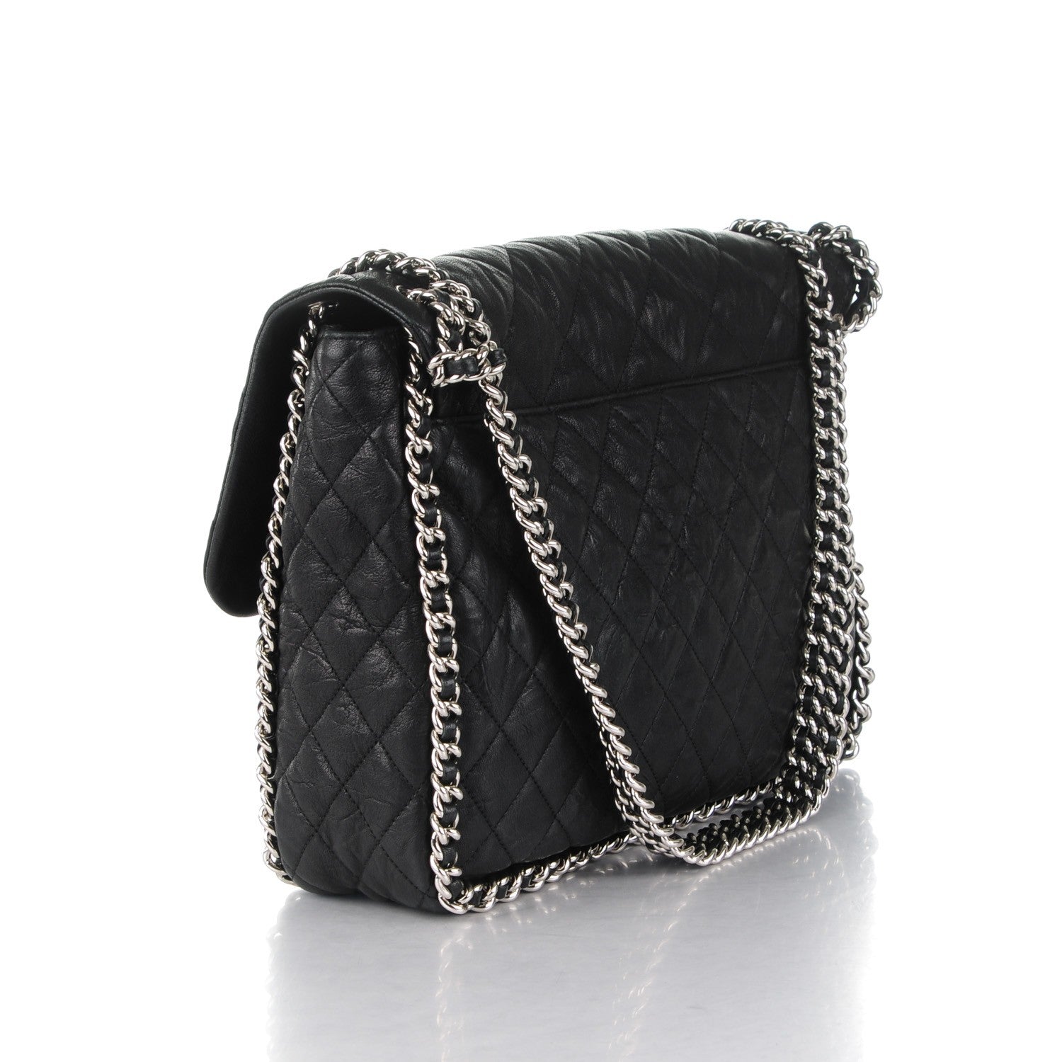 Chanel Washed Lambskin Quilted Maxi Chain Around Flap Black 3 of 7