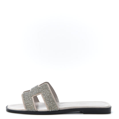 Hermes Suede Goatskin Crystal Powder Oran Sandals 37 1 of 10