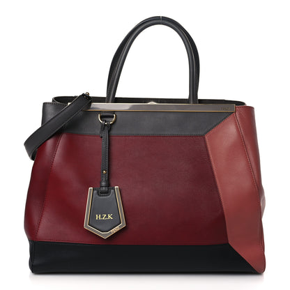 Fendi Calfskin Colorblock Regular 2Jours Tote Grigio Blush Currant Red 1 of 9