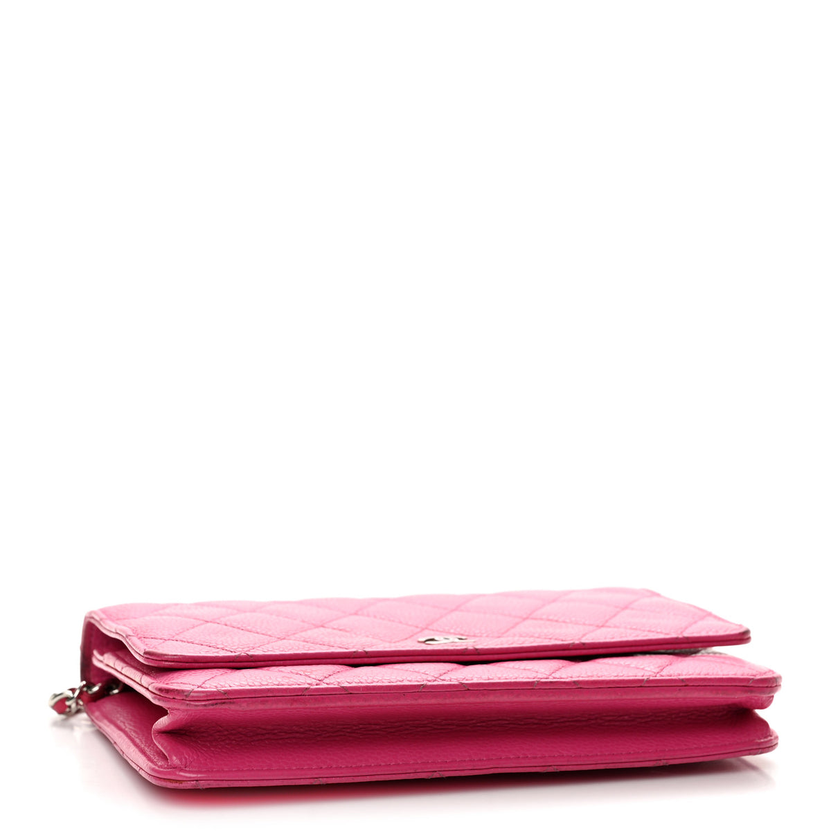 Caviar Enamel Quilted Wallet On Chain WOC Pink