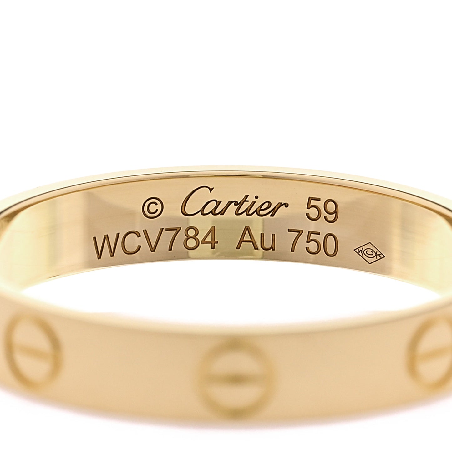 18K Yellow Gold 3.5mm LOVE Wedding Band Ring 59 8.75