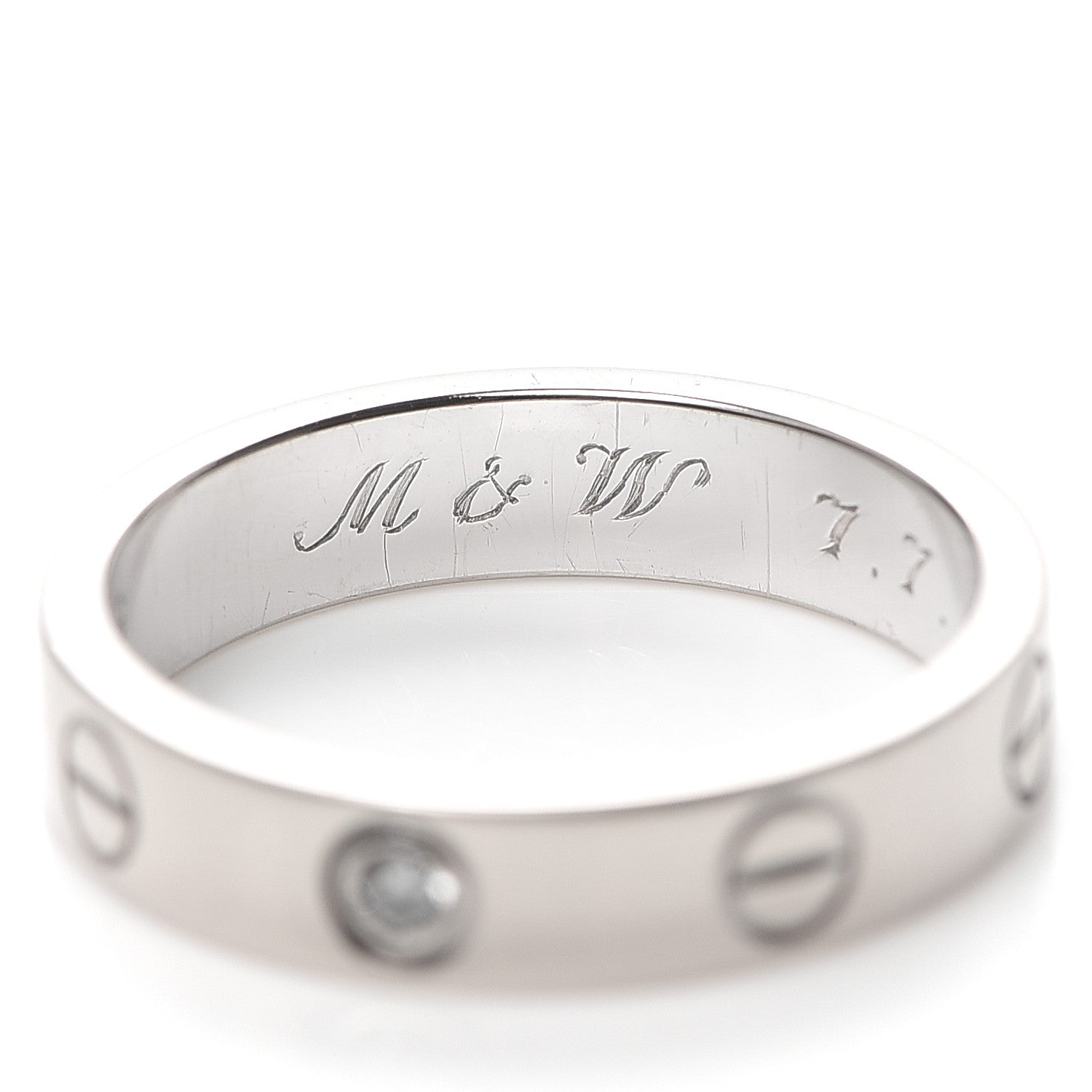 Cartier 18K White Gold Diamond 4mm LOVE Wedding Band Ring 49 4.75 5 of 6