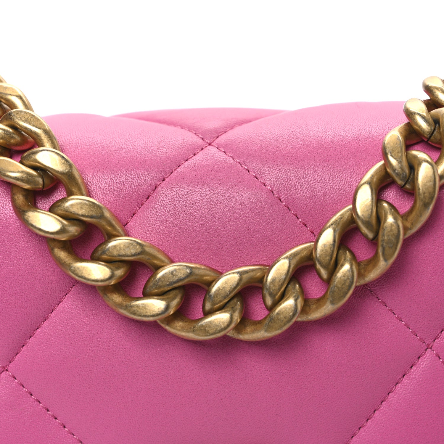 Chanel Shiny Lambskin Quilted Medium Chanel 19 Flap Neon Pink 8 of 11