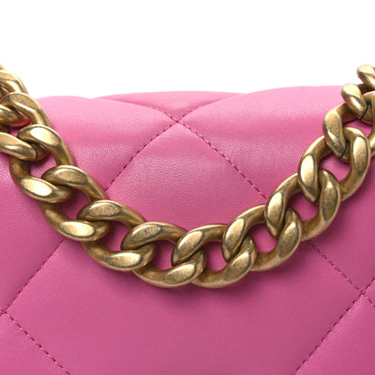 Chanel Shiny Lambskin Quilted Medium Chanel 19 Flap Neon Pink 8 of 11
