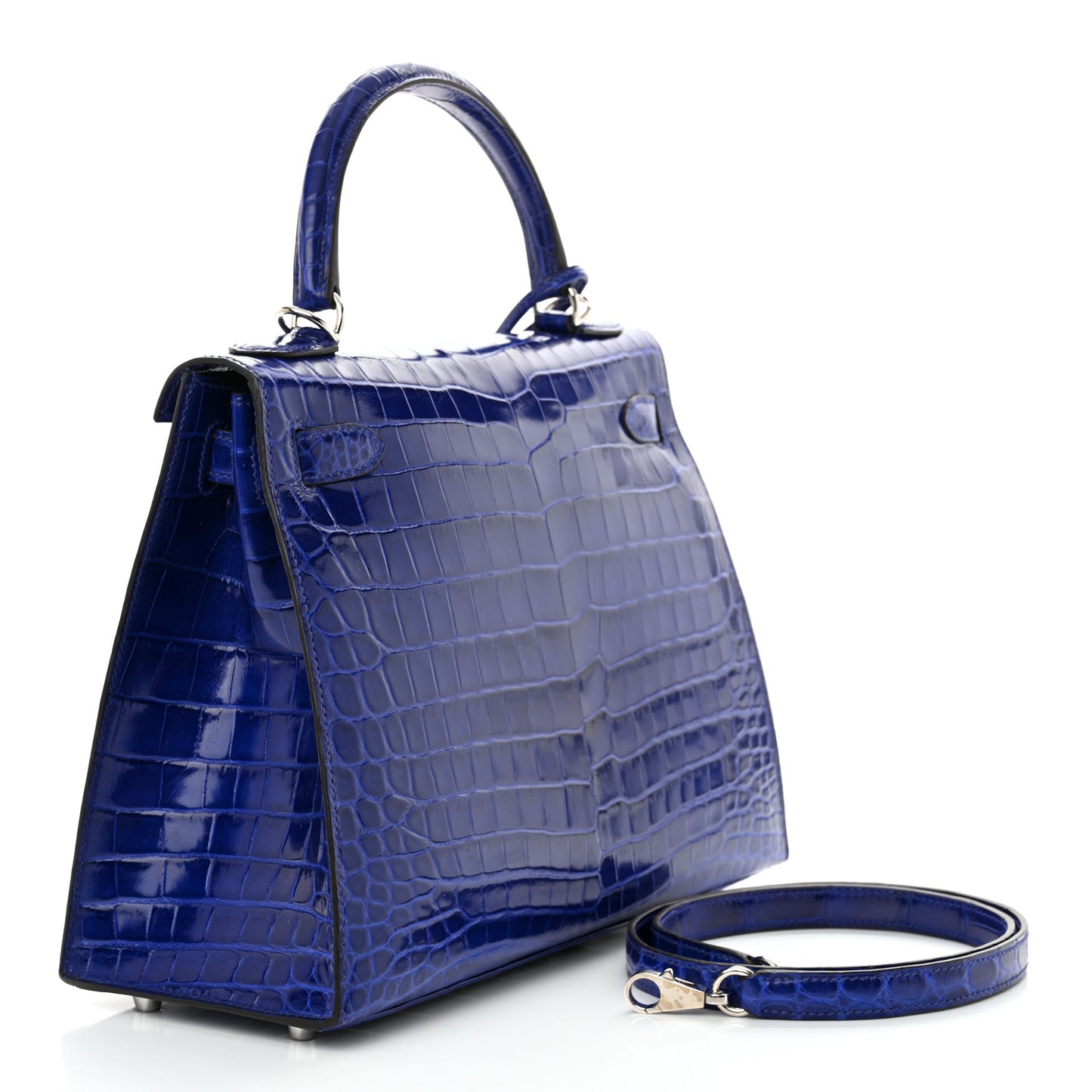Shiny Niloticus Crocodile Kelly Sellier 28 Bleu Electrique