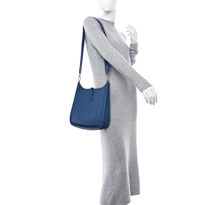 Hermes Taurillon Clemence Evelyne PM Bleu Brighton 2 of 11