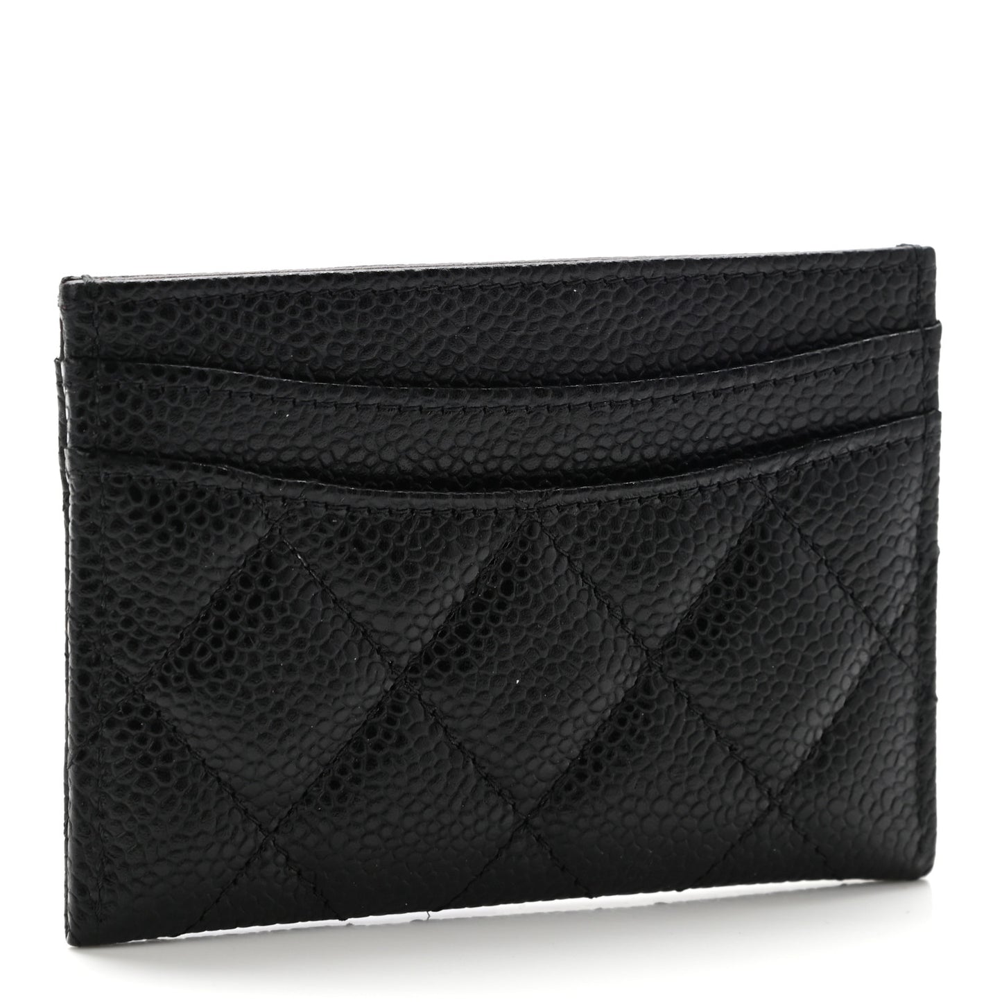 Caviar Quilted Card Holder Black