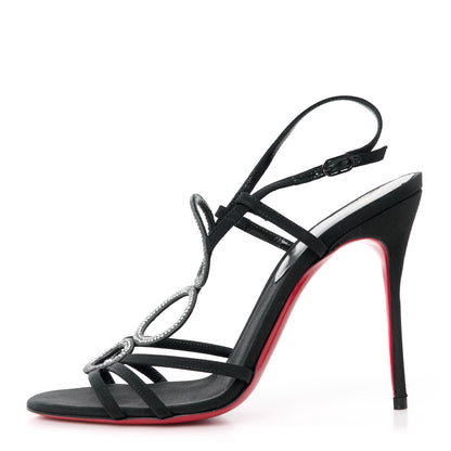 Christian Louboutin Crepe Crystal Troisronds 100 Sandals 37 Black 1 of 8