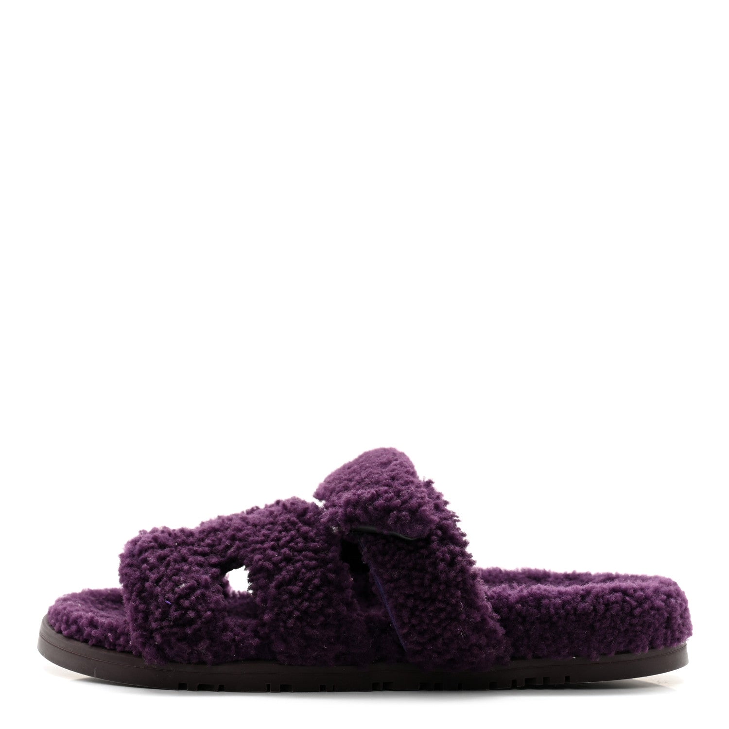 Hermes Woolskin Womens Chypre Sandals 37 Violet Fonce 1 of 10