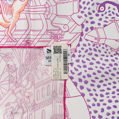 Hermes Silk Animapolis Scarf 90 White Fuchsia Multicolor 3 of 6