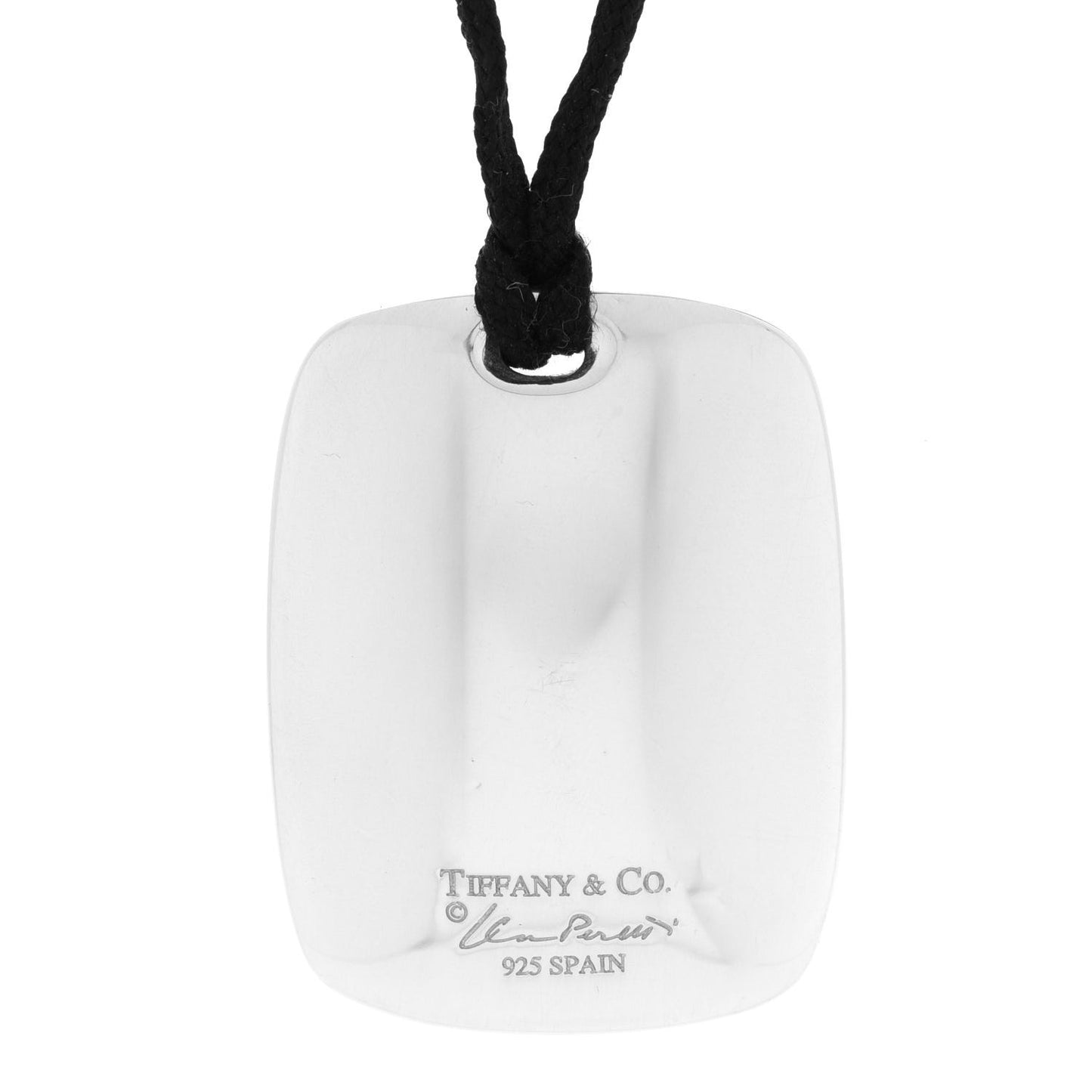 Sterling Silver Elsa Peretti Square Pendant Silk Cord Necklace