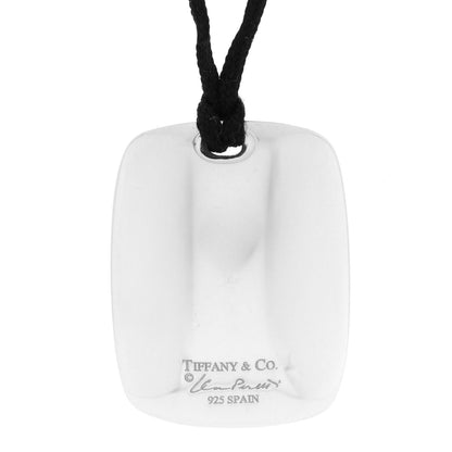 Tiffany Sterling Silver Elsa Peretti Square Pendant Silk Cord Necklace 4 of 5