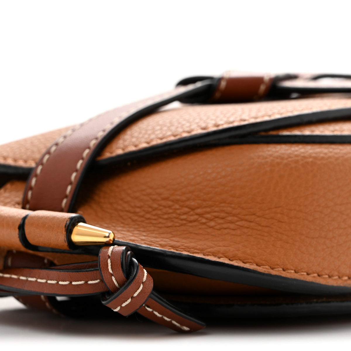 Grained Calfskin Mini Gate Crossbody Bag Caramel Pecan