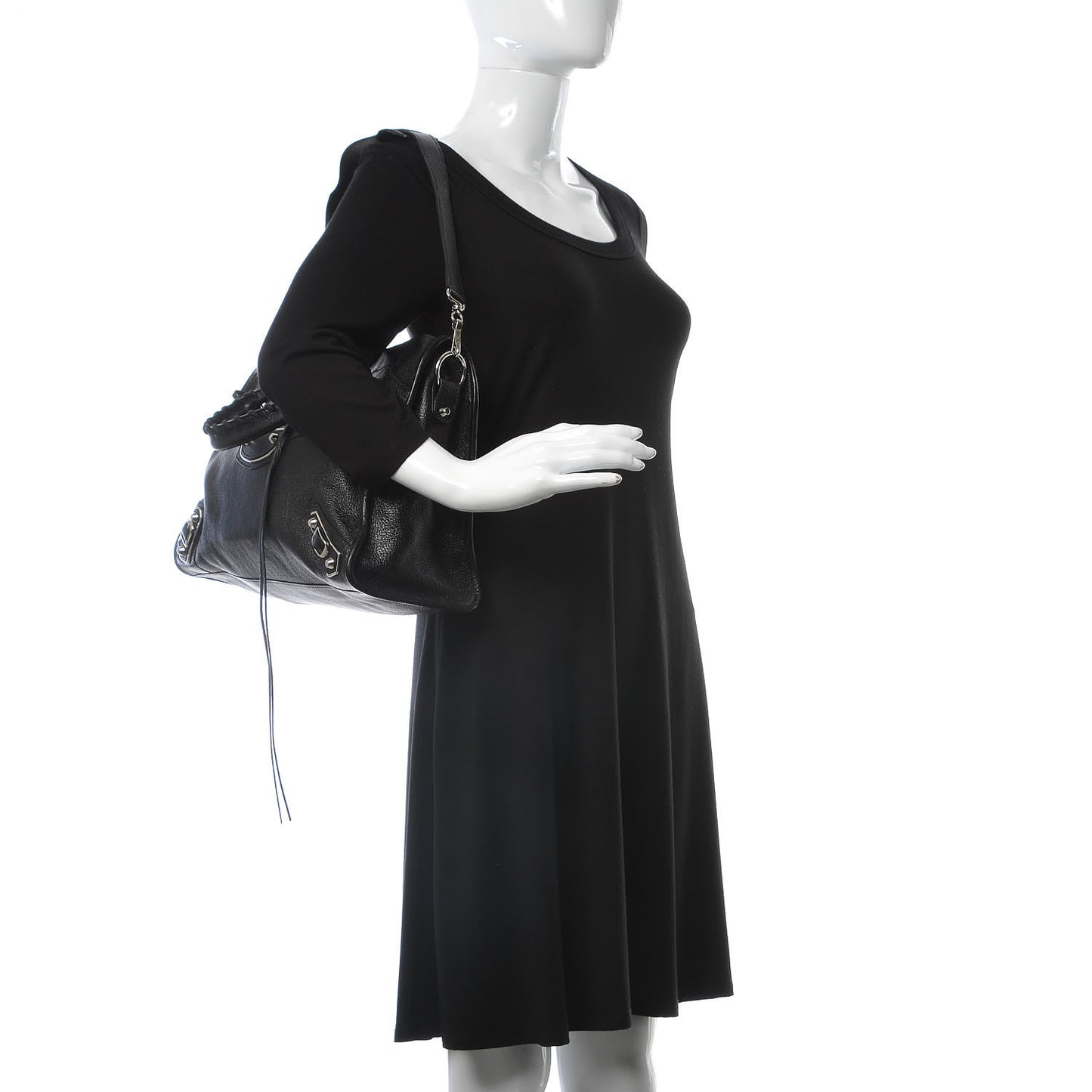 Chevre Silver Metallic Edge Hardware City Black