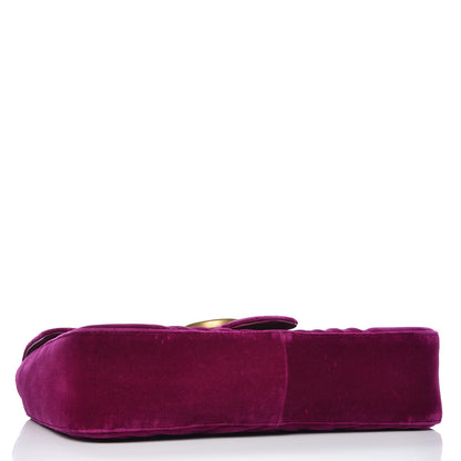 Gucci Velvet Matelasse Medium GG Marmont Shoulder Bag Fuchsia Violet Cyclamen 4 of 12