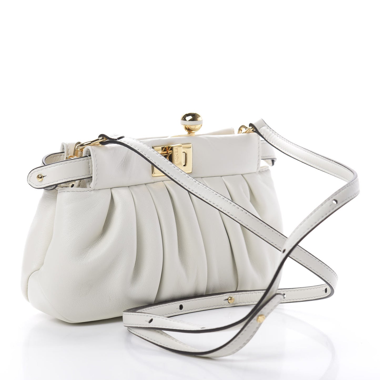 Shiny Nappa Small Peekaboo Click Bag White